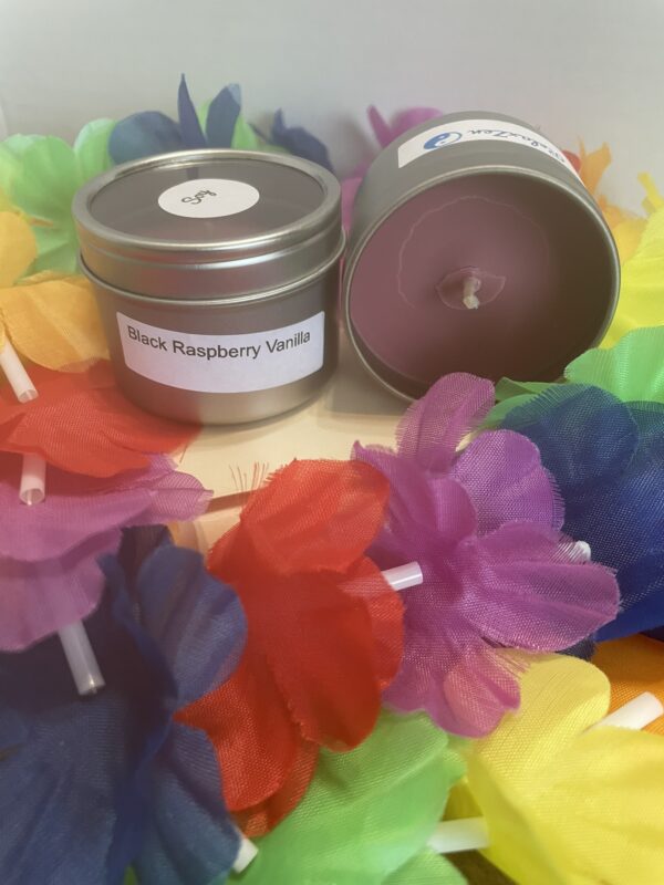 2 oz silver tin; Black Raspberry Vanilla