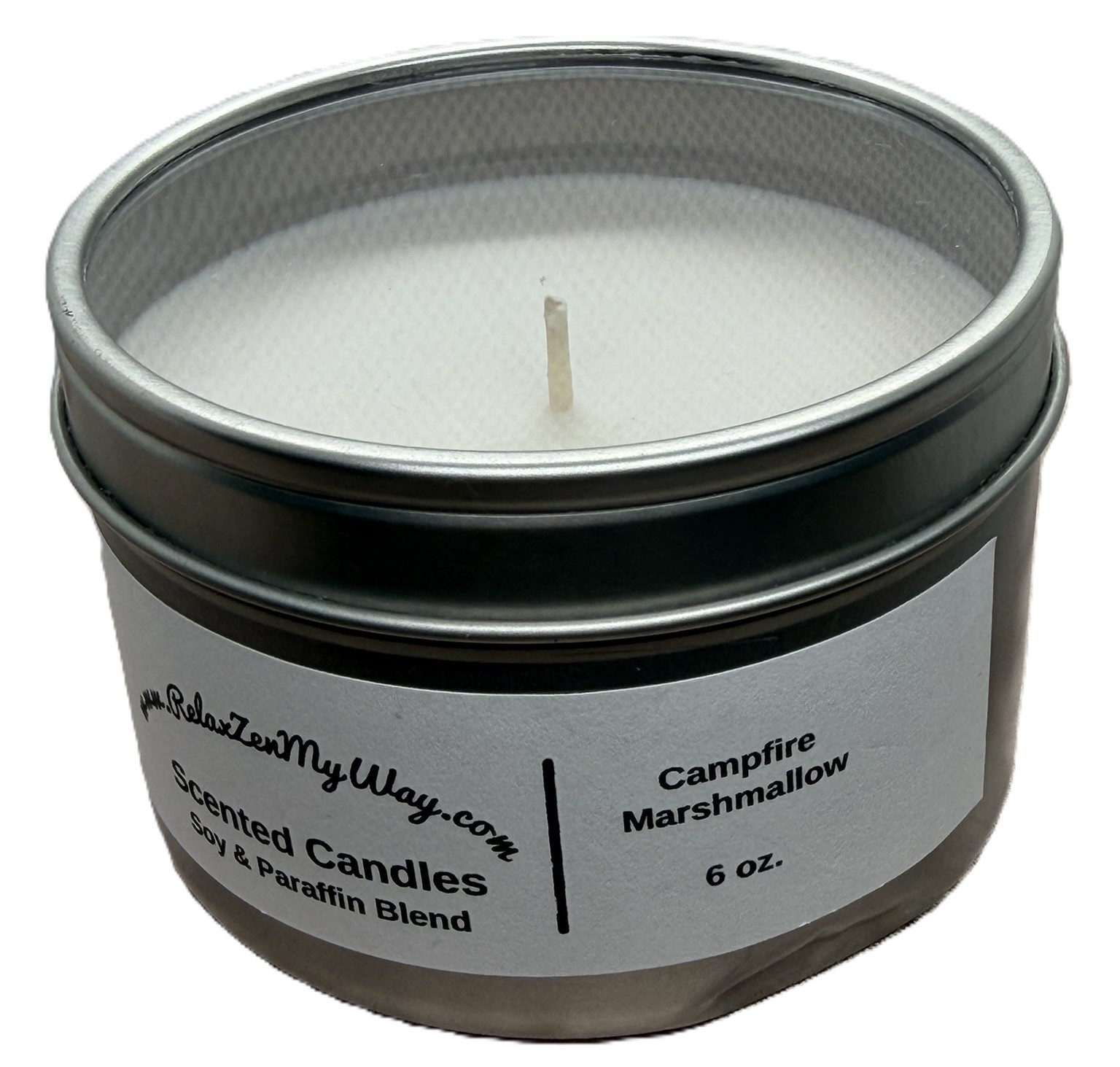 6 oz silver tin; Campfire Marshmallow