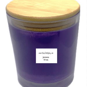 10 oz jar with bamboo lid; Jamaica