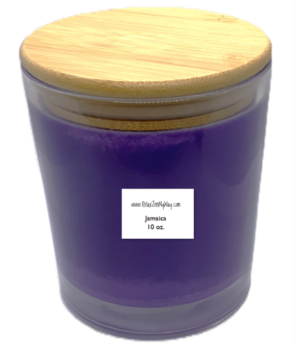 10 oz jar with bamboo lid; Jamaica