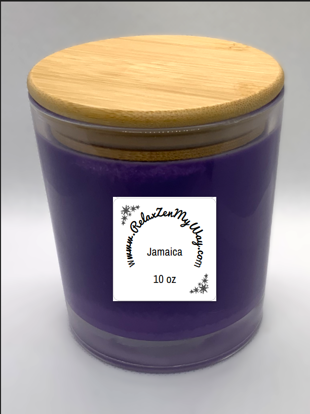 10 oz jar with bamboo lid; Jamaica