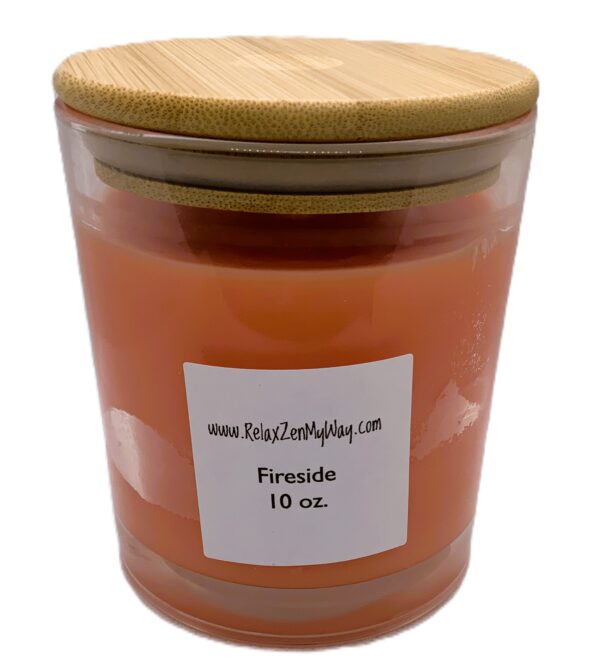 10 oz jar with bamboo lid; Fireside
