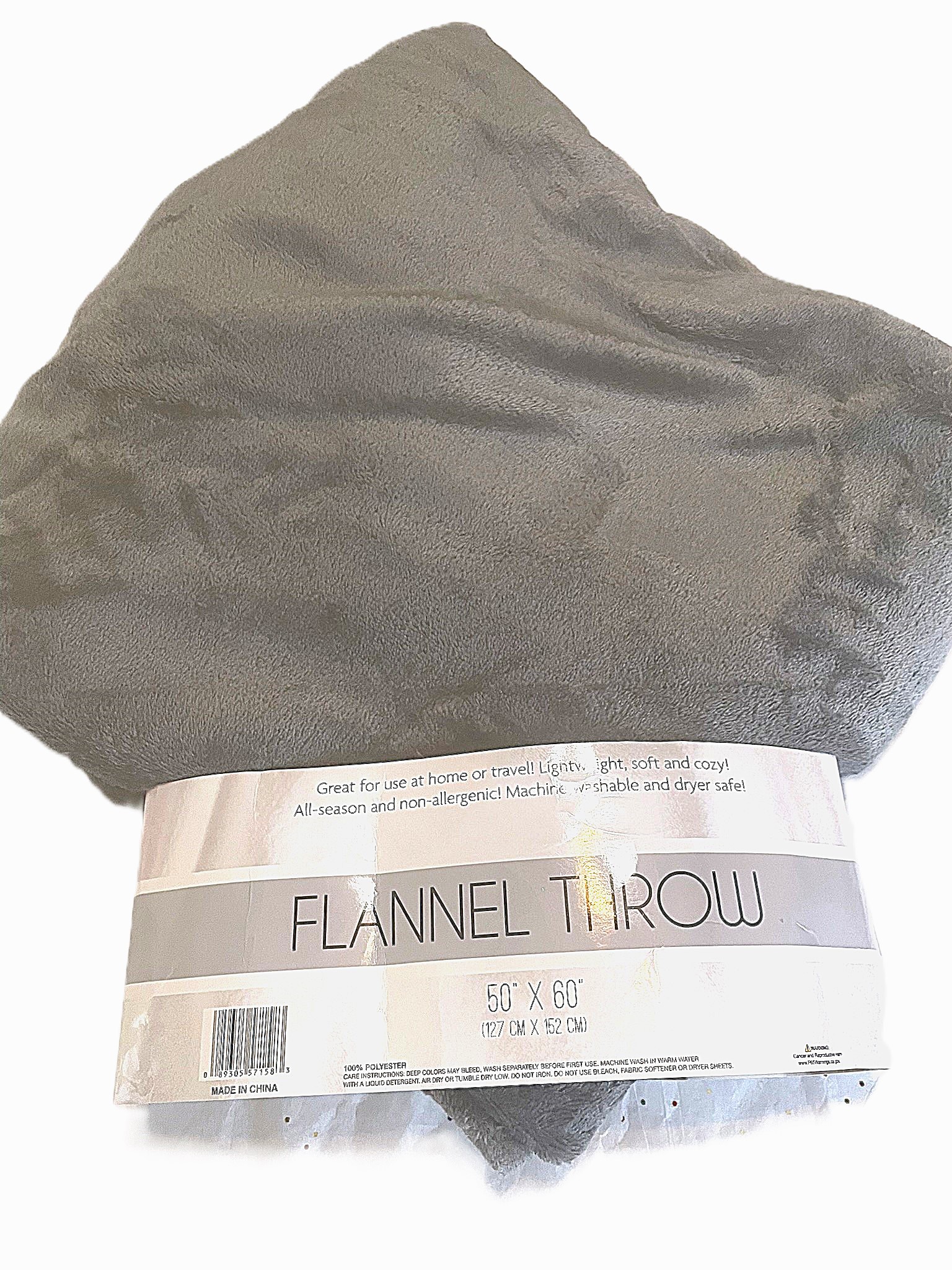 Teddy Fleece Throw Blanket, gray