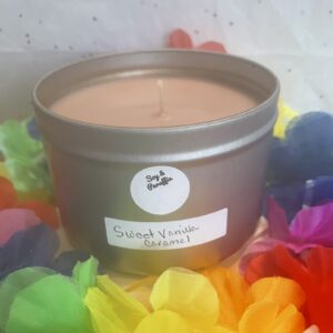 12 oz silver tin; Sweet Vanilla Caramel