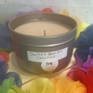 6oz silver tin Sweet Vanilla Caramel