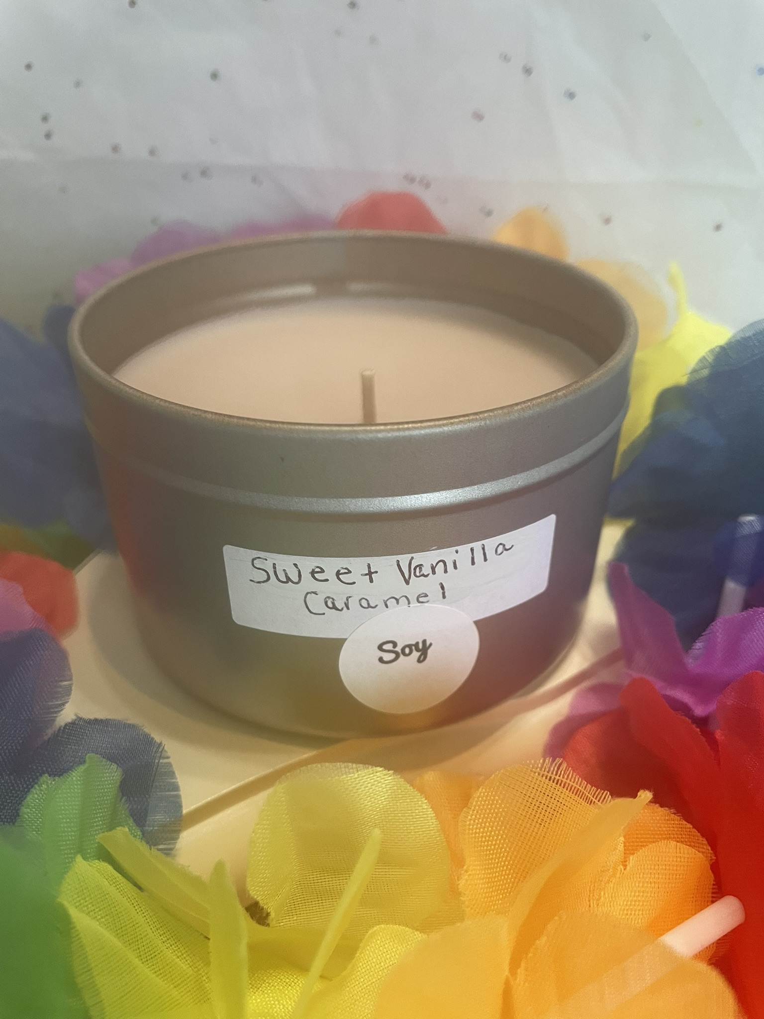 6oz silver tin Sweet Vanilla Caramel