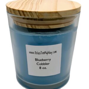 8 oz jar with bamboo lid; Blueberry Cobbler