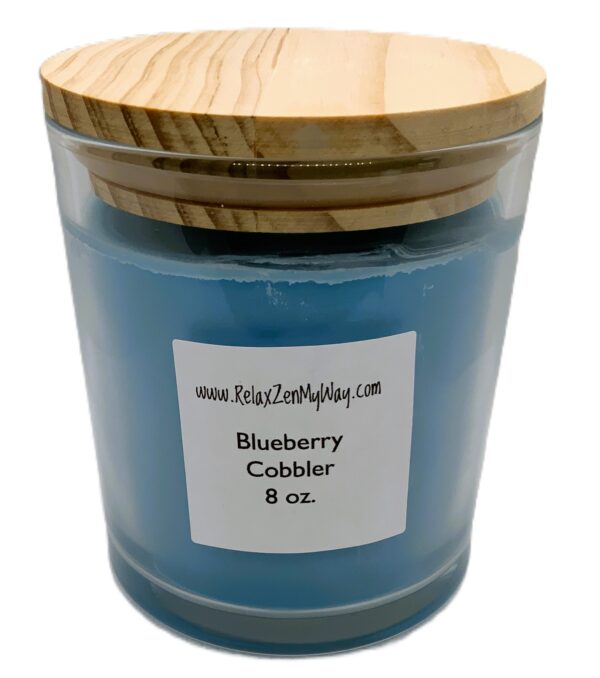 8 oz jar with bamboo lid; Blueberry Cobbler