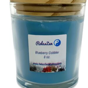 8 oz jar with bamboo lid; Blueberry Cobbler