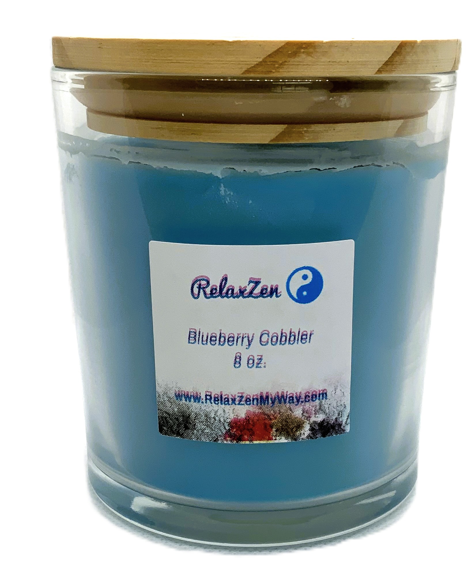 8 oz jar with bamboo lid; Blueberry Cobbler