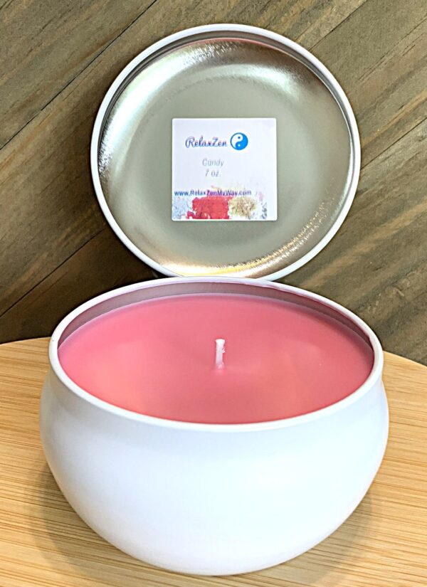 7 oz white bubble tin Candy