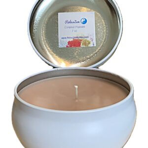 7 oz white bubble tin Caramel Popcorn