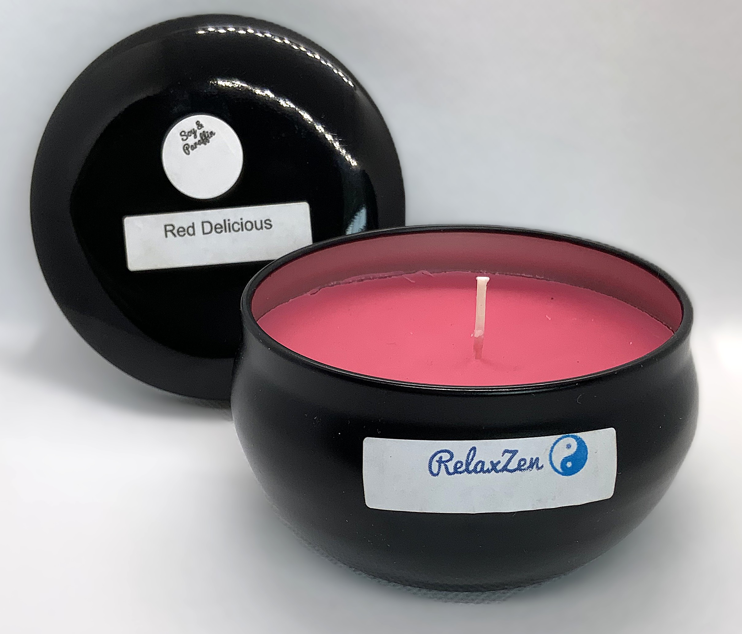 7 oz black bubble tin Red Delicious