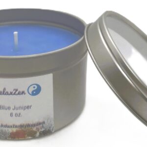 6 oz silver tin; Blue Juniper