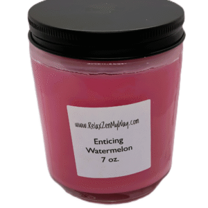 7 Oz Jar With Black Metal Lid; Enticing Watermelon