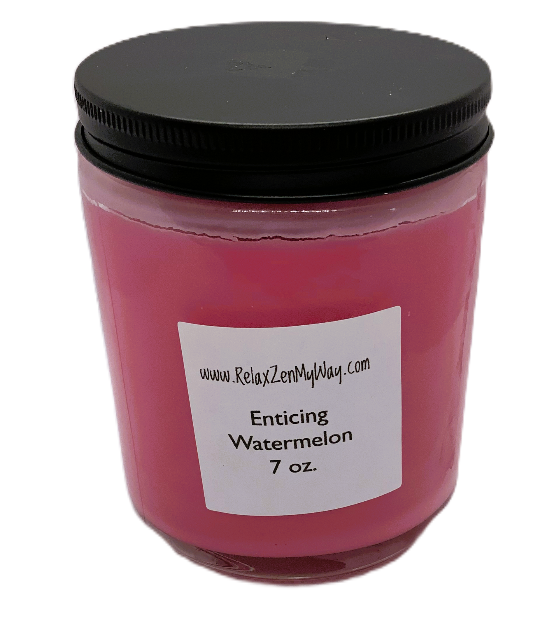7 Oz Jar With Black Metal Lid; Enticing Watermelon