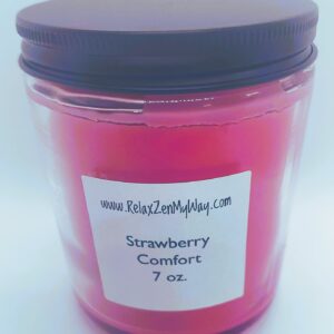 7 Oz Jar With Black Metal Lid; Strawberry Comfort