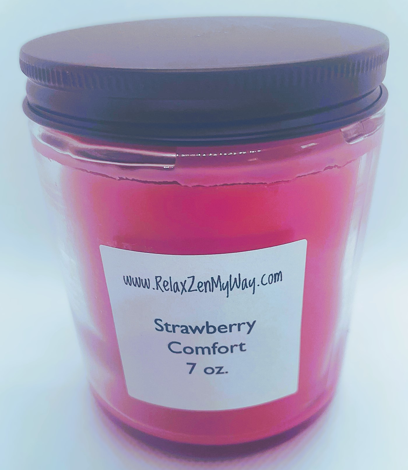 7 Oz Jar With Black Metal Lid; Strawberry Comfort