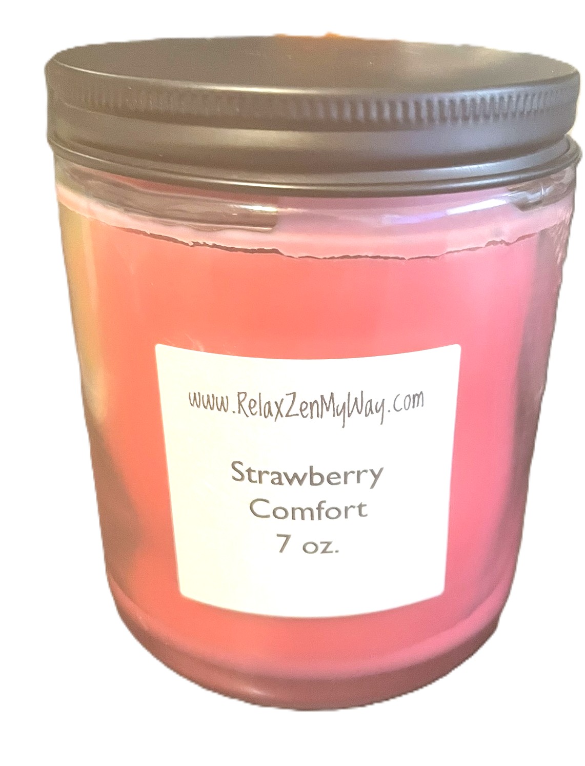 7 Oz Jar With Black Metal Lid; Strawberry Comfort