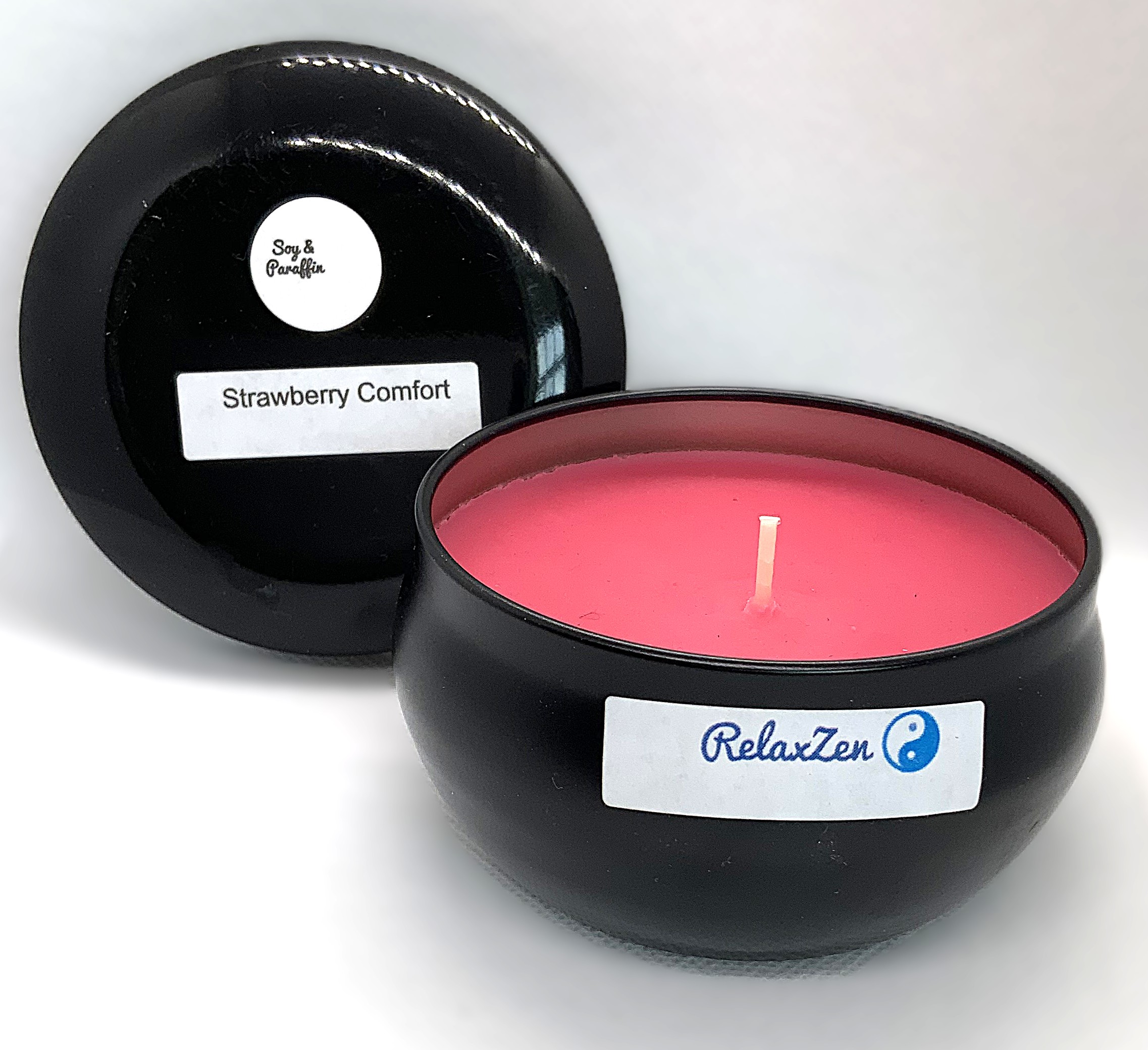 7 oz black bubble tin Strawberry Comfort