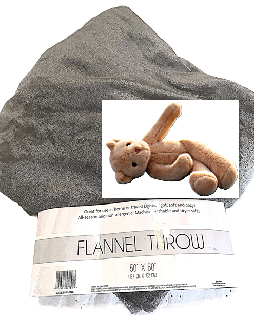 Teddy Fleece Throw Blanket; gray