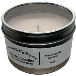 6oz silver tin Sweet Vanilla Caramel