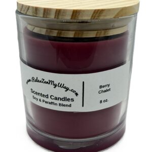 8 oz jar with bamboo lid; Berry Chalet