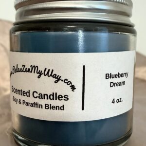 4 oz jar with silver lid; Blueberry Dream