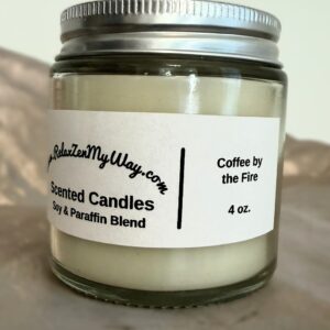 4 oz jar with silver lid; Coffee by the Fire