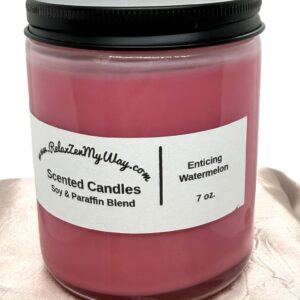 7 Oz Jar With Black Metal Lid; Enticing Watermelon