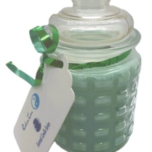 8 oz textured glass jar with domed lid; Sunny Daze