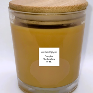 10 oz jar with bamboo lid; Campfire Marshmallow