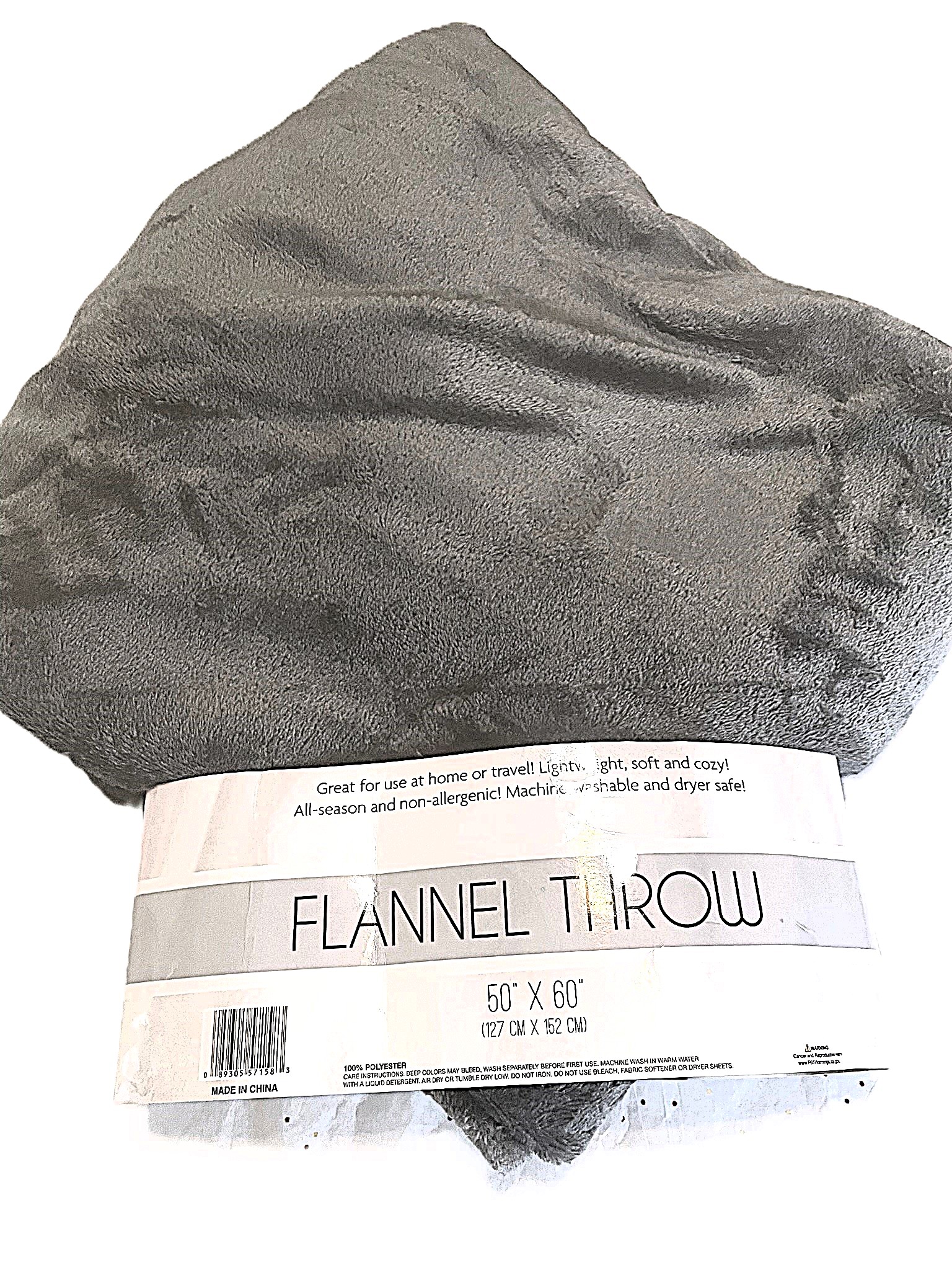 Teddy Fleece Throw Blanket; gray - Image 2