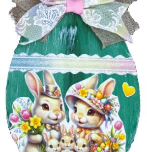 Easter Egg Bunny Family hanging sign