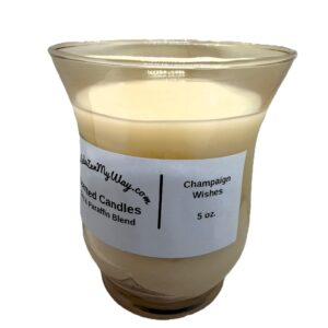 5 oz. amber colored jar candle; Champaign Wishes
