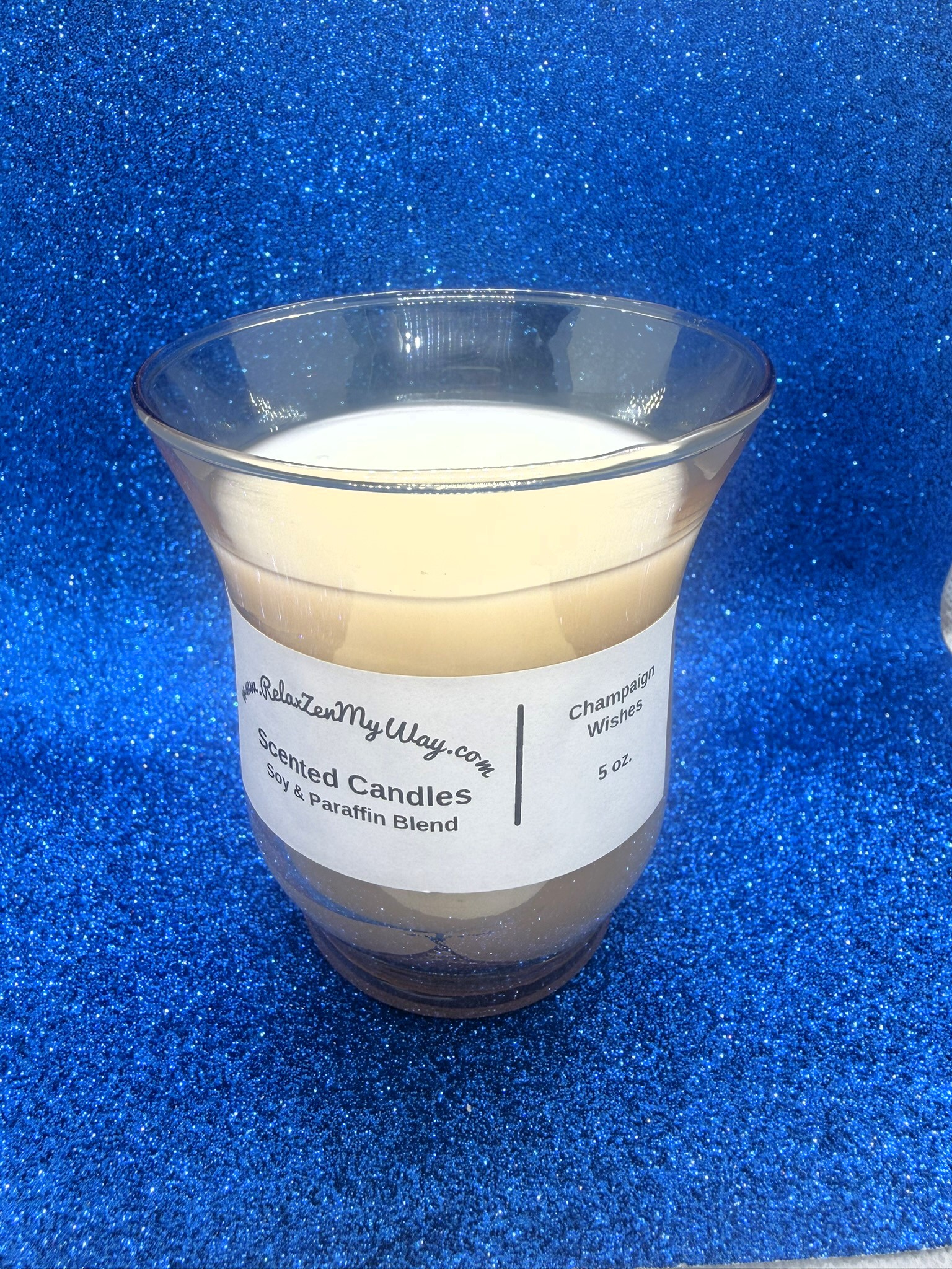 5 oz. amber colored jar candle; Champaign Wishes - Image 3