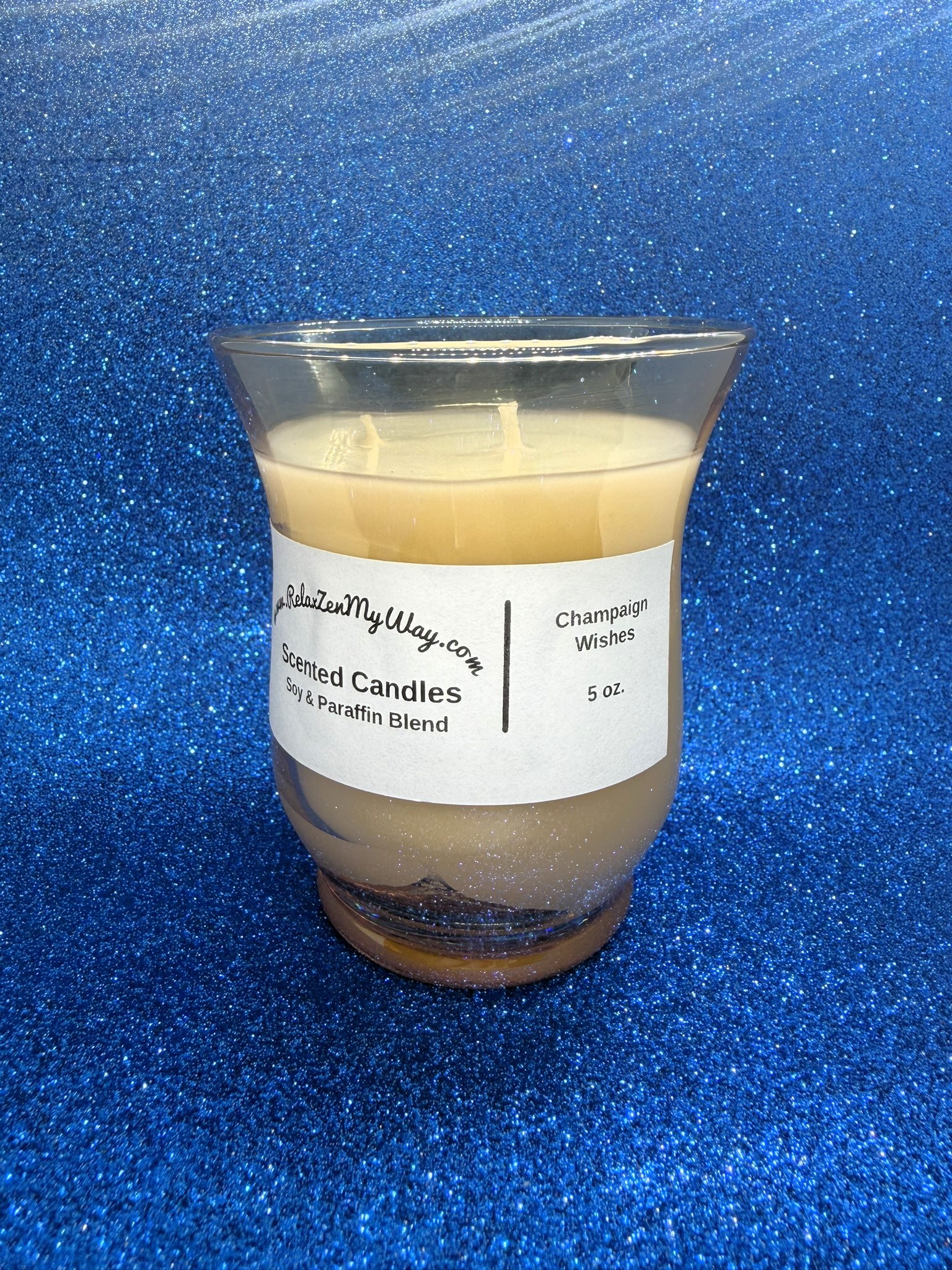 5 oz. amber colored jar candle; Champaign Wishes - Image 4