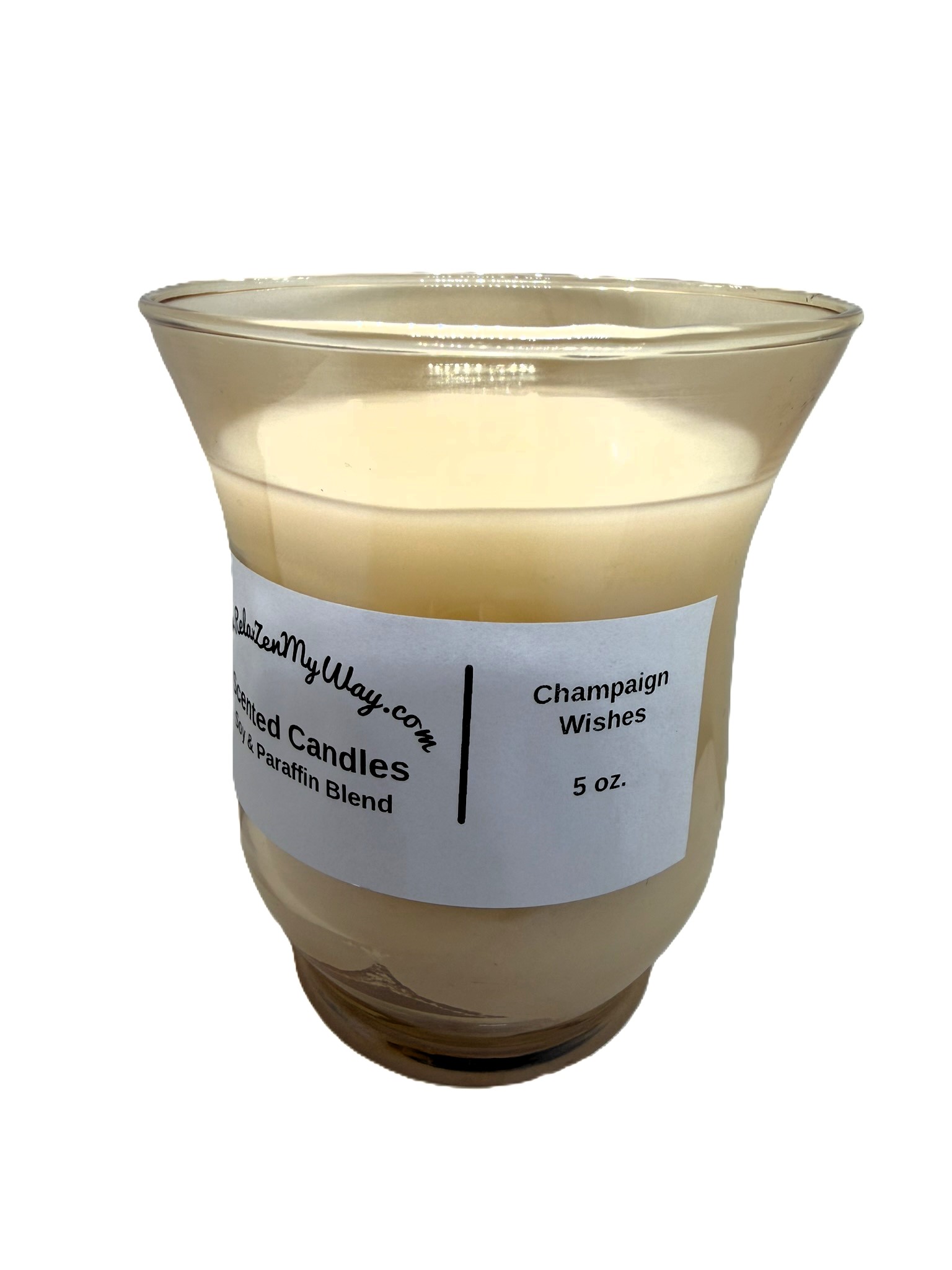 5 oz. amber colored jar candle; Champaign Wishes