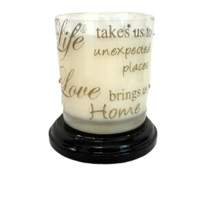 6 oz. Life & Love decorator jar candle w/ wooden base; Champaign Wishes
