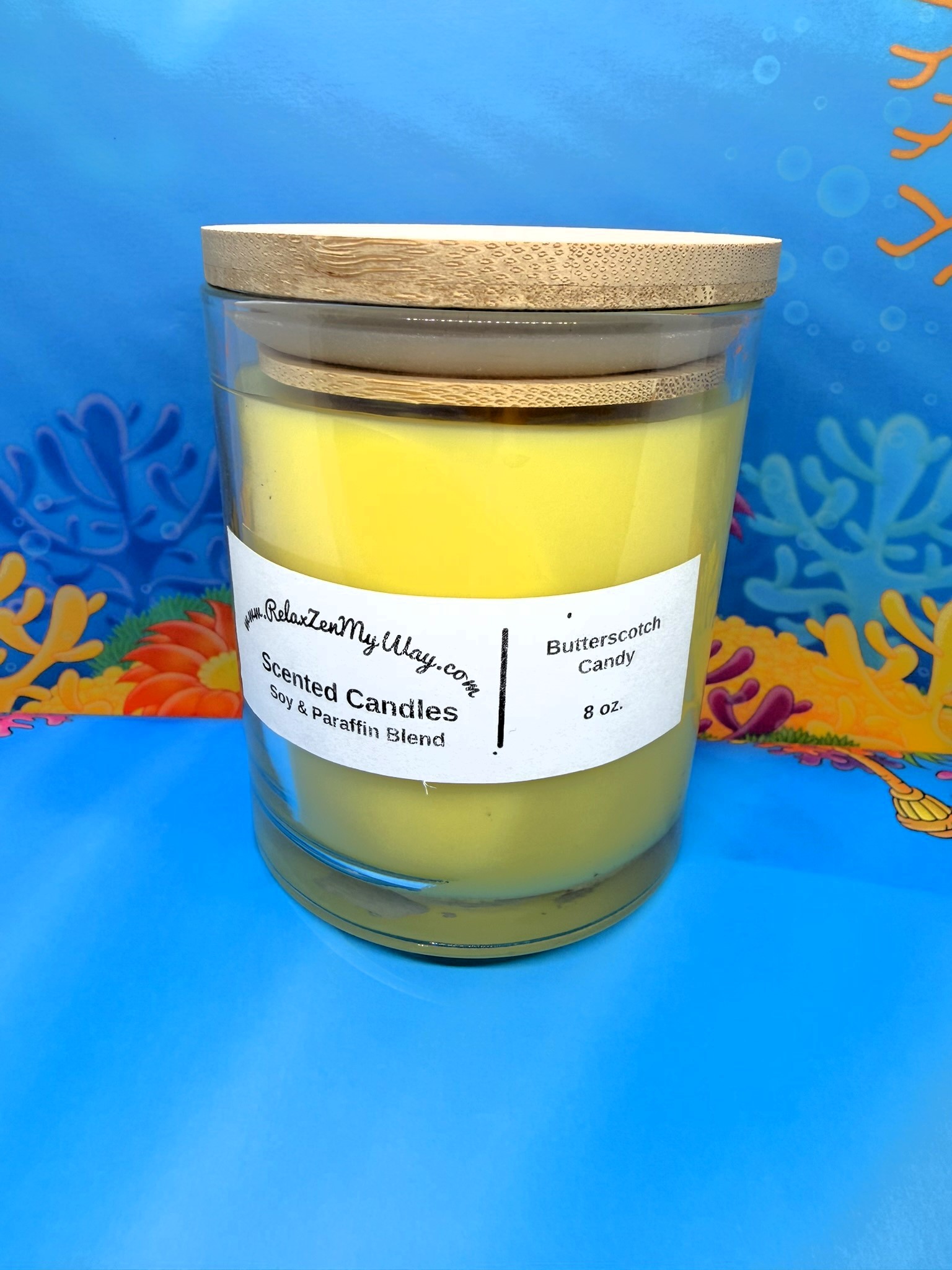8 oz jar with bamboo lid; Butterscotch Candy - Image 2