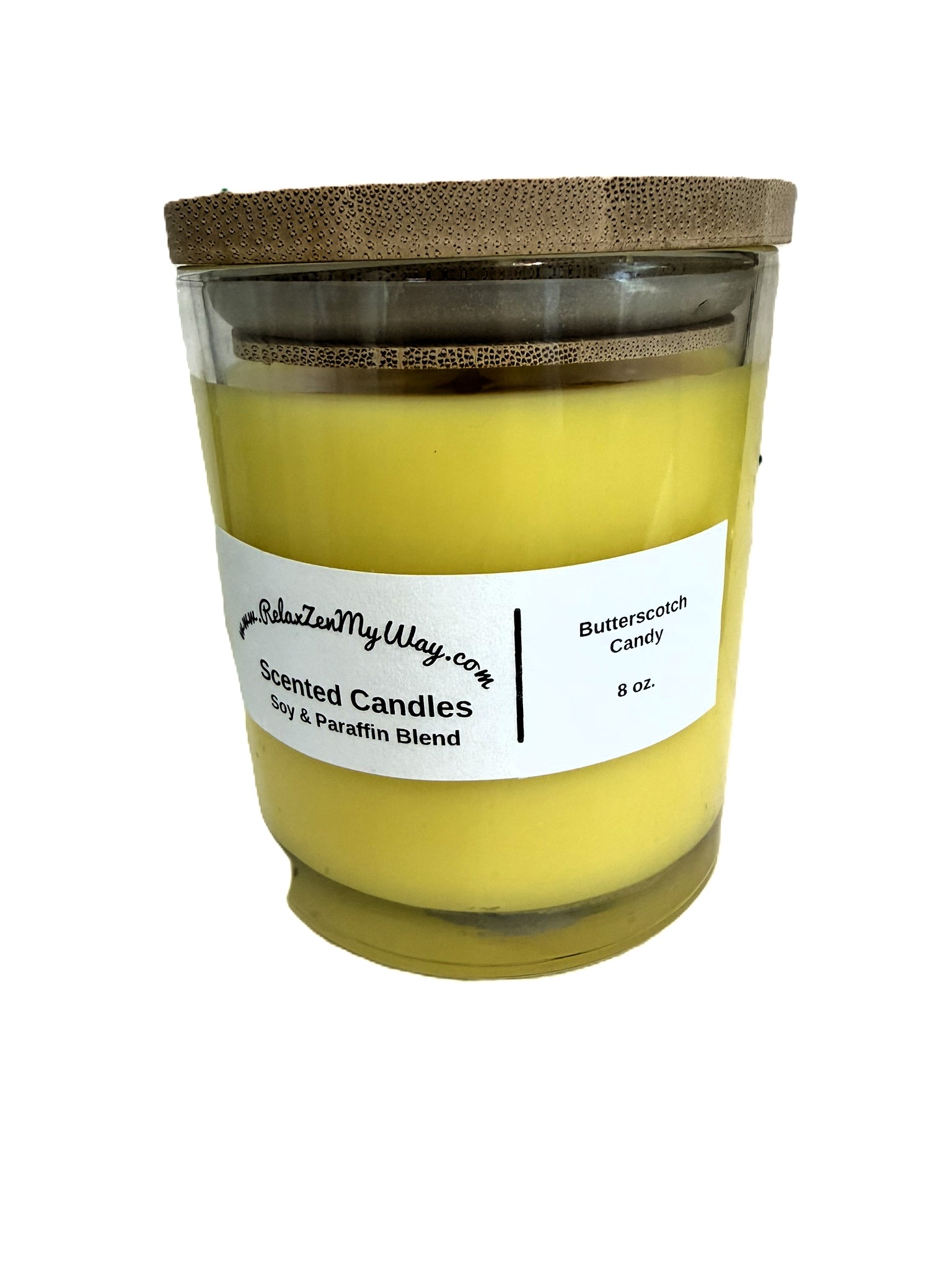 8 oz jar with bamboo lid; Butterscotch Candy
