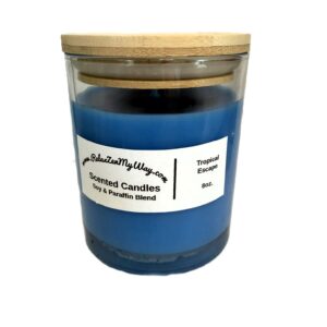 8 oz jar with bamboo lid; Tropical Escape