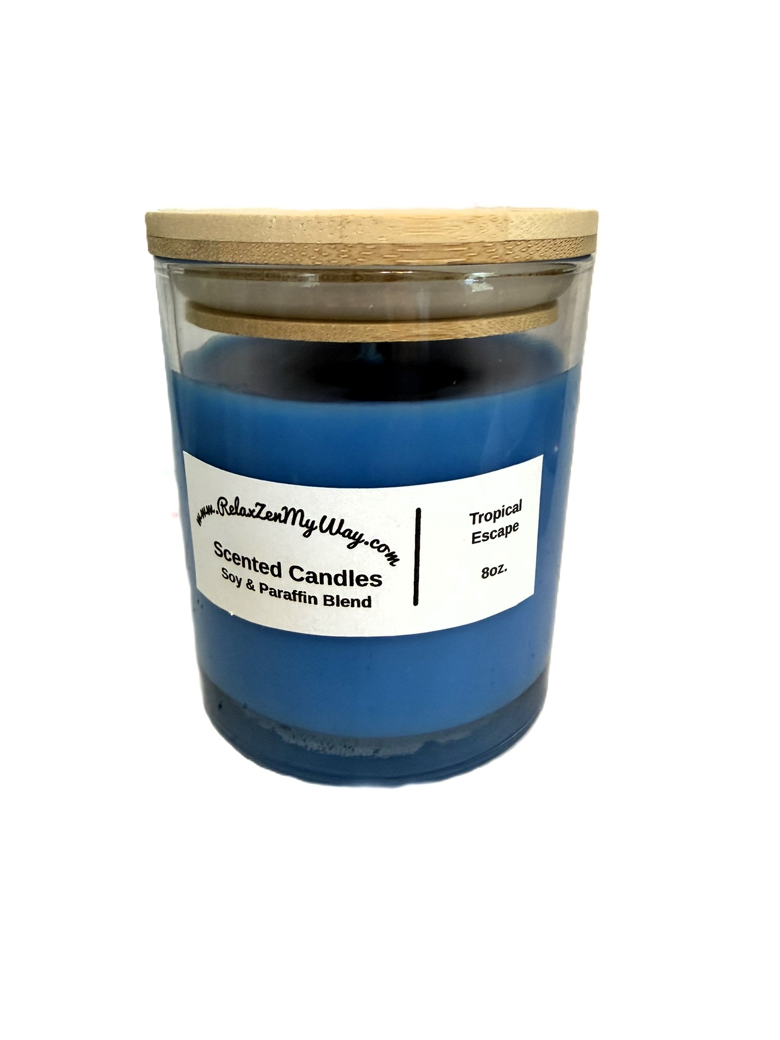 8 oz jar with bamboo lid; Tropical Escape