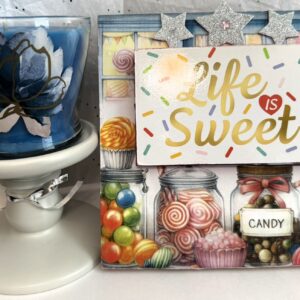 Life is Sweet 2-Piece Candle & Hanging Sign Bundle