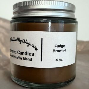 4 oz jar with silver lid; Fudge Brownie
