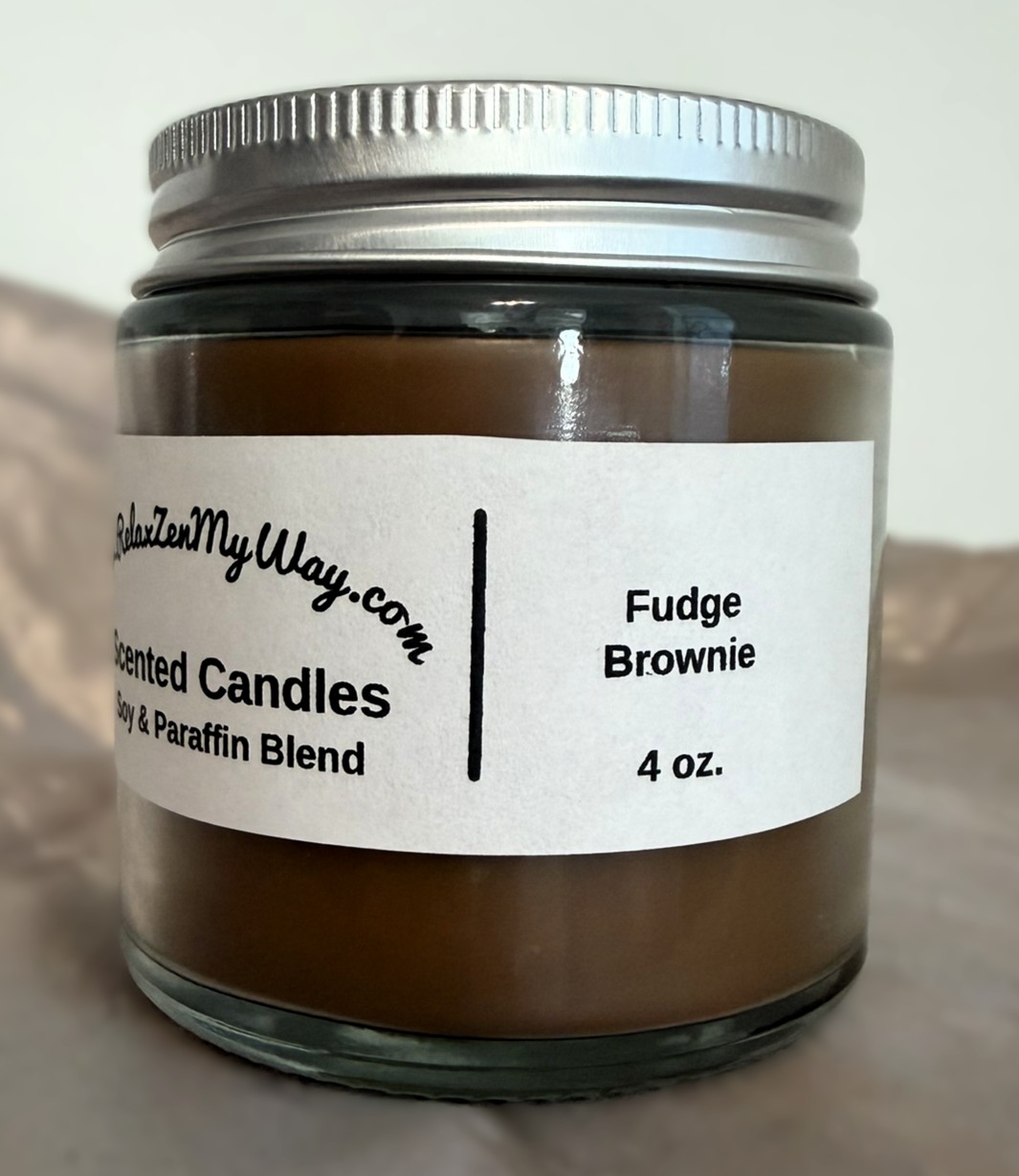 4 oz jar with silver lid; Fudge Brownie