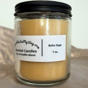 7 Oz Jar With Black Metal Lid; Boho Sage