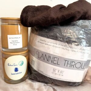 Campfire Marshmallow Candles & Brown Blanket Bundle