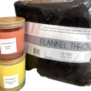 Vanilla Chestnut & Fireside Candles & Brown Blanket Bundle