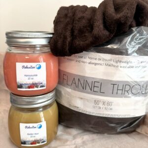 Honeysuckle & Golden Hour Candles & Brown Blanket Bundle